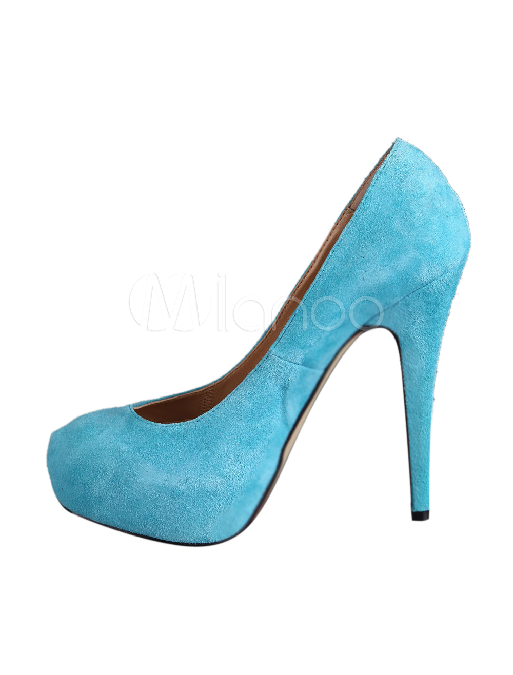 Sky Blue Sheepskin Suede Women's Platform Pumps - Milanoo.com