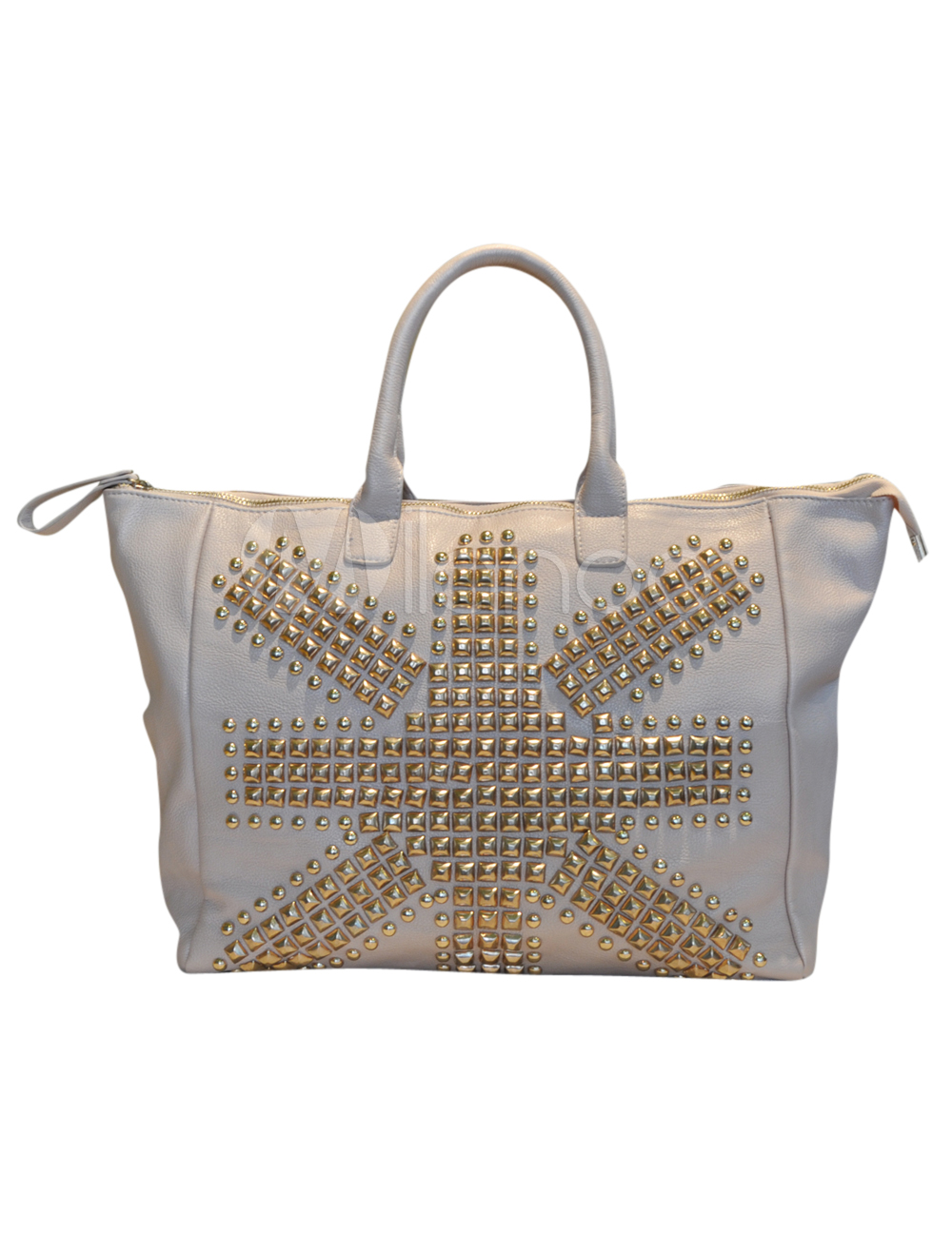 Stylish Studded Metallic PU Leather Tote Bag For Woman