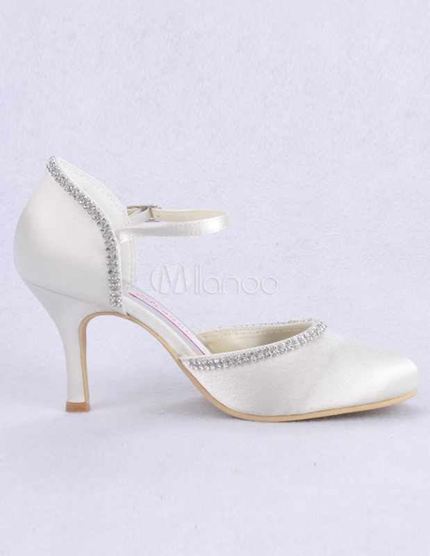 White Pointed Toe Stiletto Heel Satin Bridal Wedding Shoes - Milanoo.com