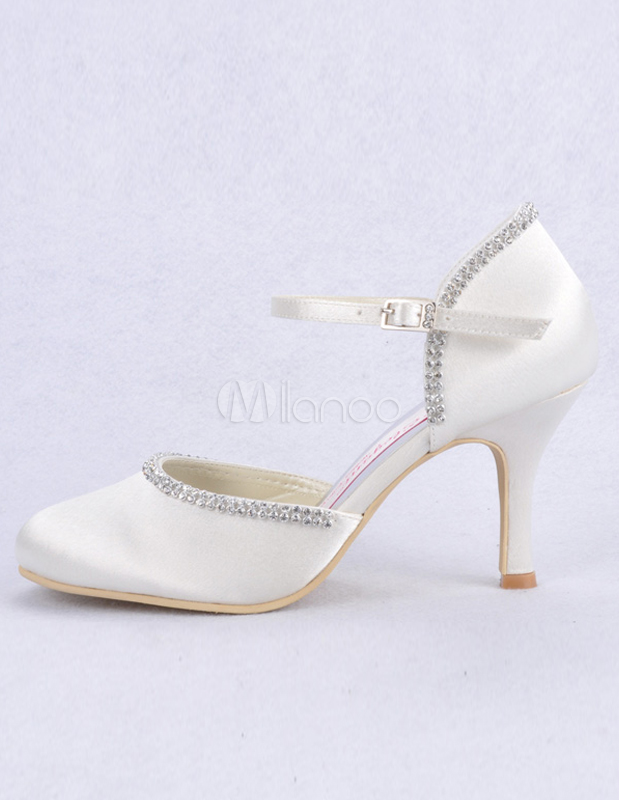 White Pointed Toe Stiletto Heel Satin Bridal Wedding Shoes - Milanoo.com