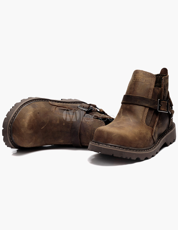 brown buckle boots mens