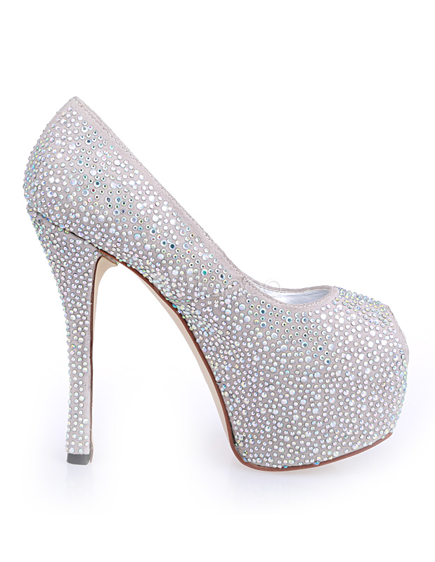 wide fit silver peep toe shoes