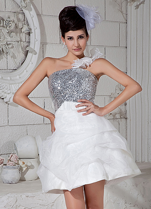 white one shoulder satin dress