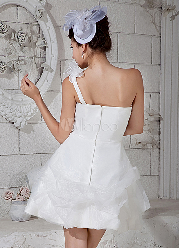 white one shoulder satin dress