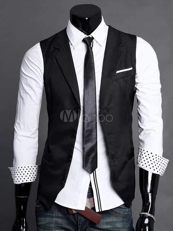 Chic Turndown Collar Cotton Men's Vest