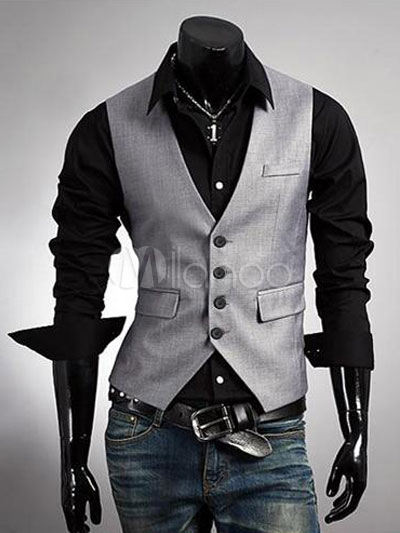deep v neck vest men's