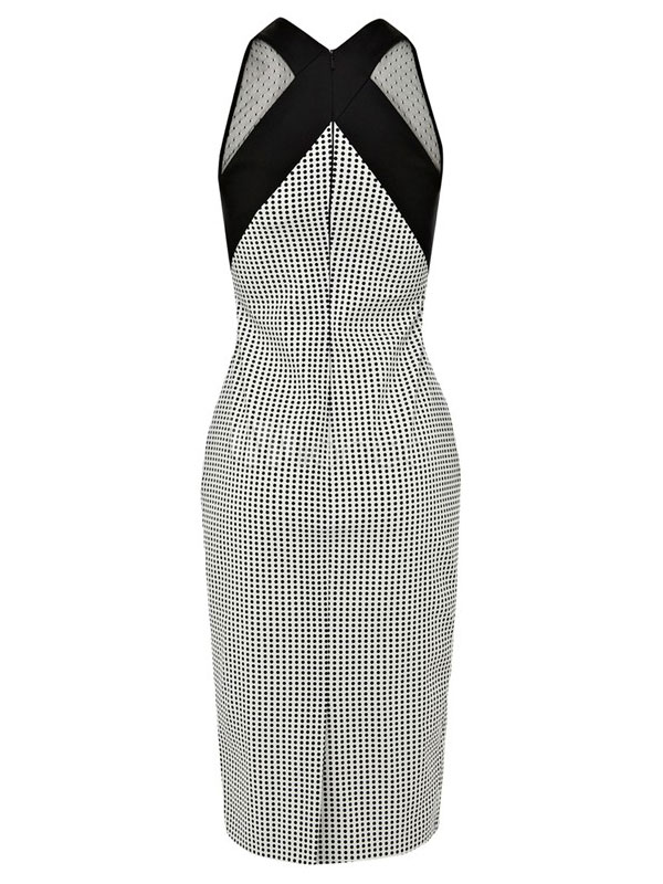 Gray Polka Dot Print Sleeveless Bodycon Dress - Milanoo.com