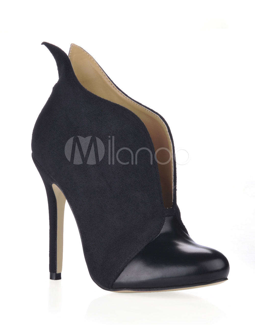 Black Cut Out High Heel Booties - Milanoo.com