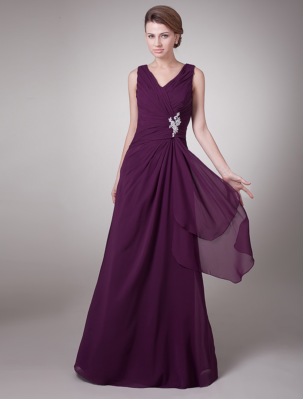 Purple Long Mother Of The Bride Dress Milanoo