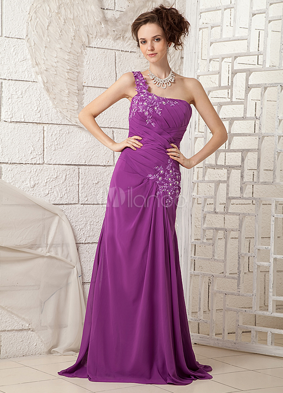 Sheath Grape Chiffon Mother of the Bride Dress