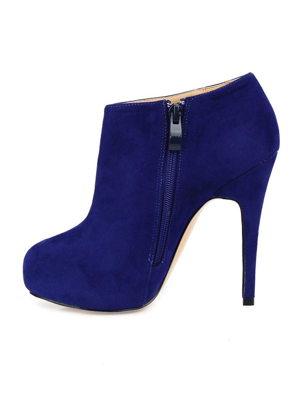 Blue Zip Closure Stiletto High Heel Ankle Boots - Milanoo.com