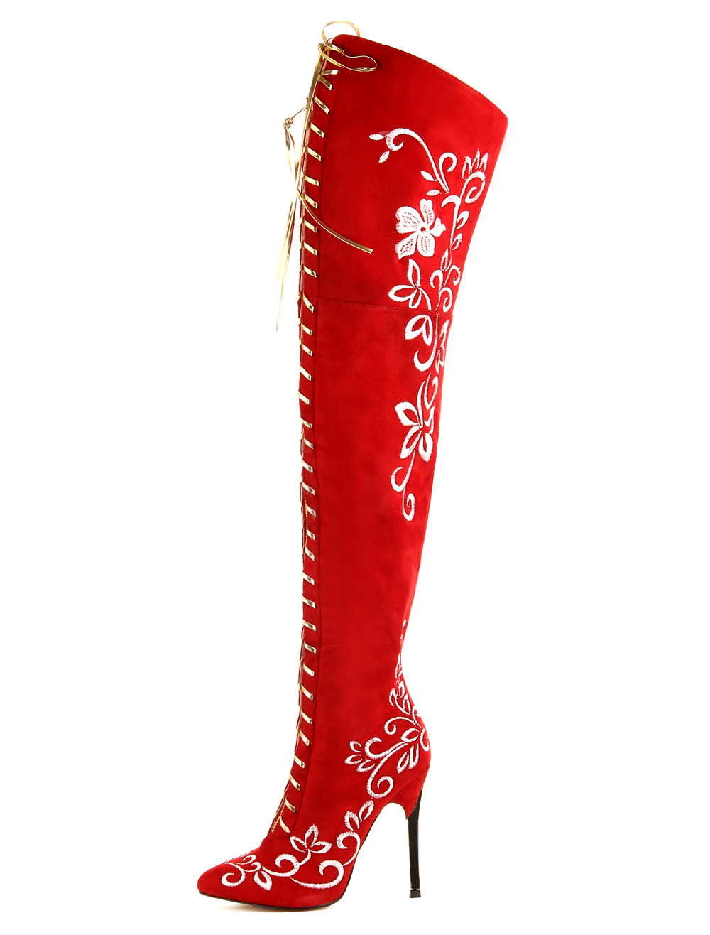red pointed boots