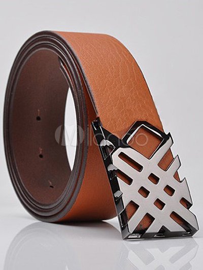 White Cowhide Belt And Metal Buckle For Men - Milanoo.com