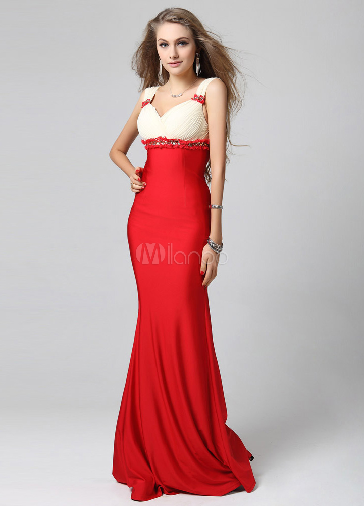 Rhinestone Queen Anne Neck Mermaid Sexy Long Evening Dress - Milanoo.com