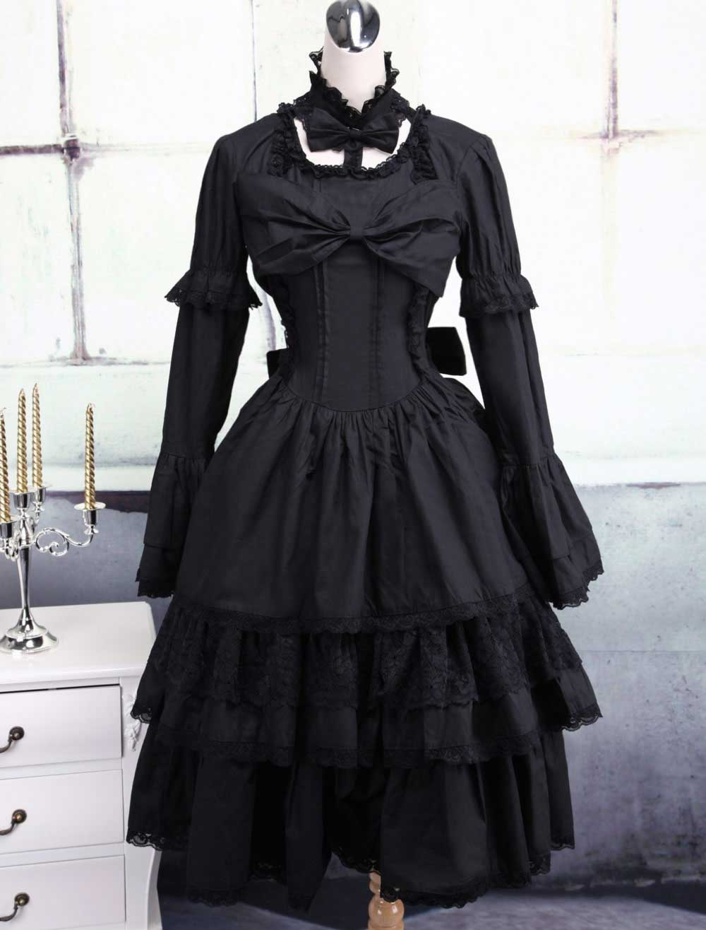 Black Cotton Gothic Lolita Dress - Milanoo.com