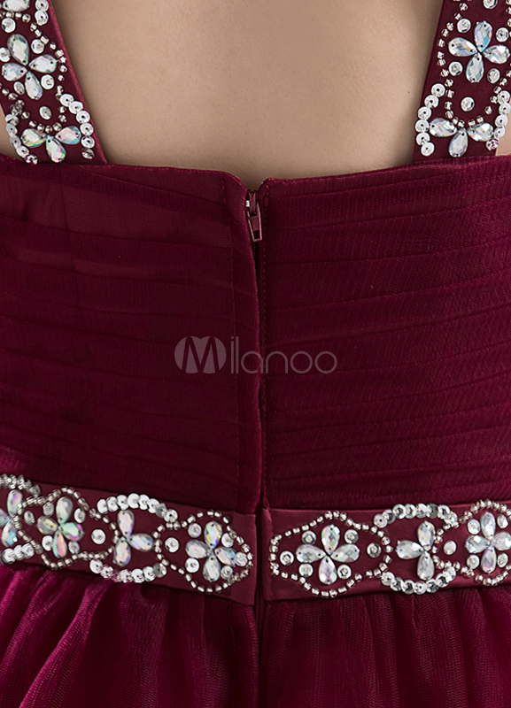 Elegant Burgundy Rhinestone Sexy Evening Dress 1124