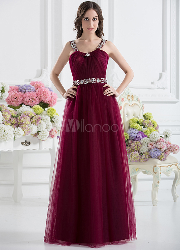 Elegant Burgundy Rhinestone Y Evening Dress Milanoo Elegant Burgundy Rhinestone Y Evening Dress No 1