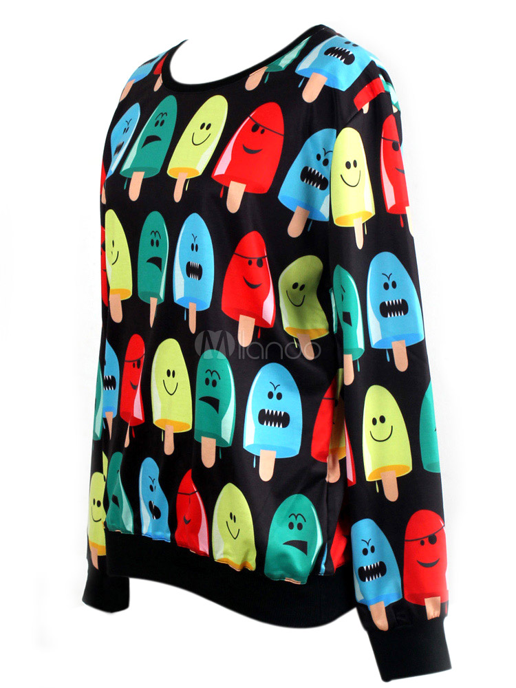 長い袖アニメ キャラクター プリント レディース スエット シャツをクールします Milanoo Jp