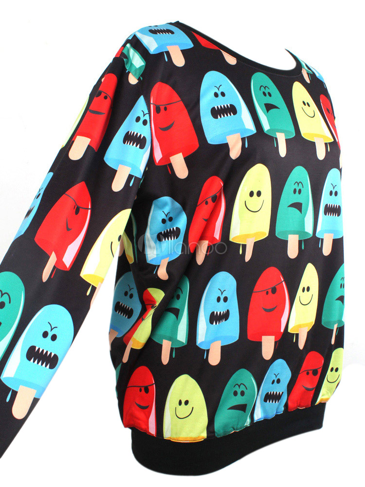 長い袖アニメ キャラクター プリント レディース スエット シャツをクールします Milanoo Jp