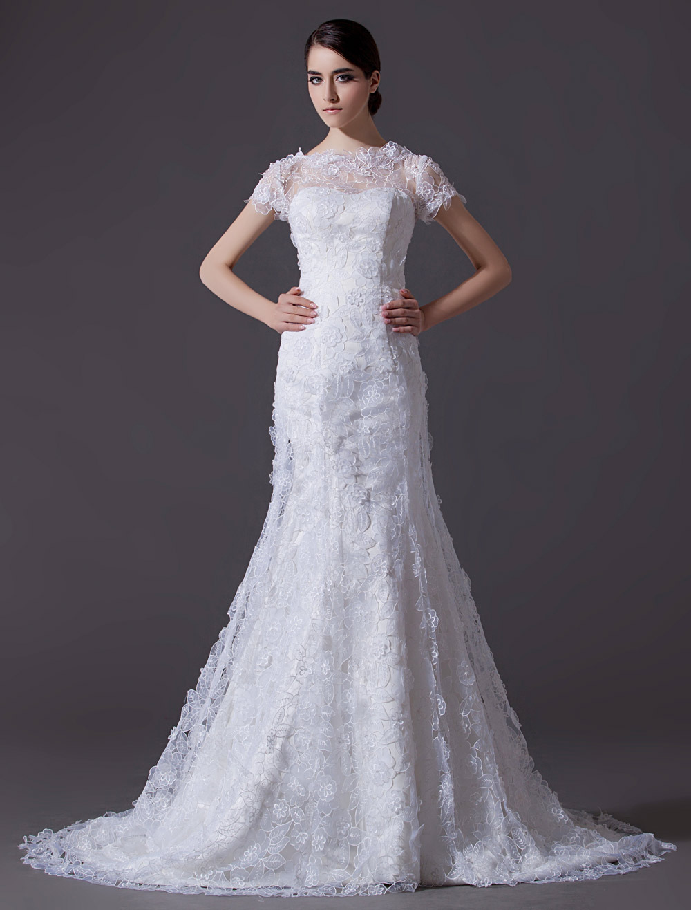 ivory-a-line-high-collar-lace-court-train-lace-bridal-wedding-dress