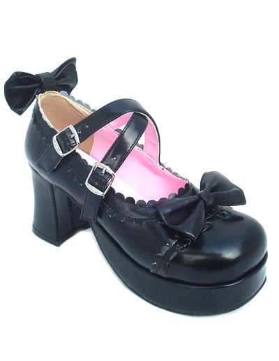 Chunky Heels Lolita Shoes Platform Shoes Straps Buckles Bow Trim Roundt ...