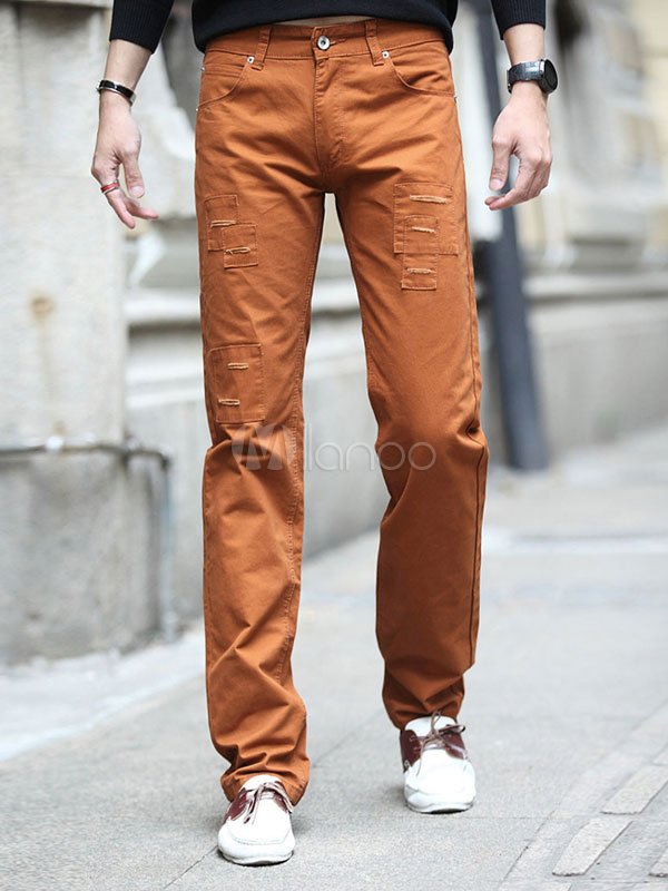 orange cotton pants