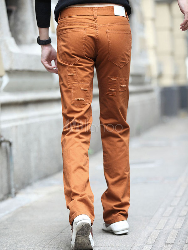 orange cotton pants