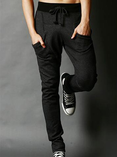 Trendy Black Cotton Harem Pants For Men - Milanoo.com