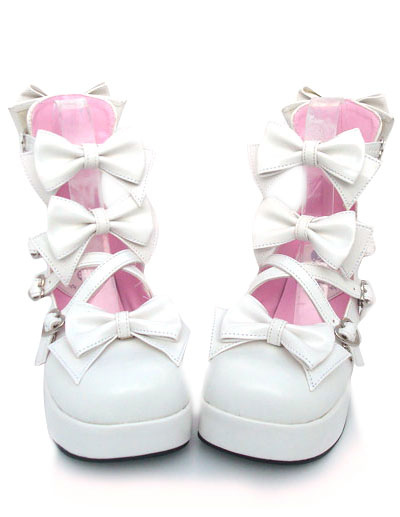 Costumes Lolita | Sweet Chunky Heels Lolita Shoes Platform Bow Decor Round Toe - VB06059