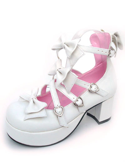 Costumes Lolita | Sweet Chunky Heels Lolita Shoes Platform Bow Decor Round Toe - VB06059