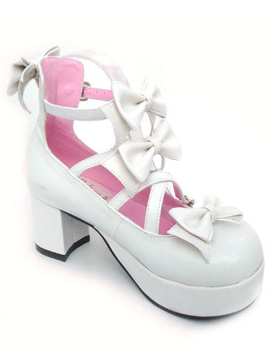 Costumes Lolita | Sweet Chunky Heels Lolita Shoes Platform Bow Decor Round Toe - VB06059