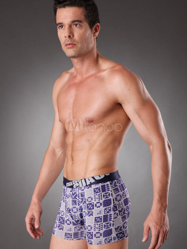 Handsome Purple Plaid Bamboo Men's Boxer Shorts - Milanoo.com