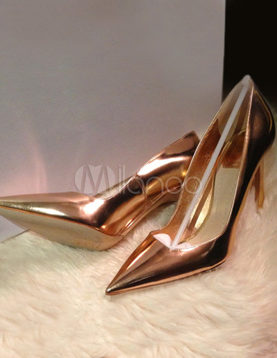 metallic pointed heels