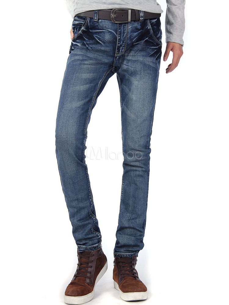 Blue Denim Cool Skinny Men's Jeans - Milanoo.com