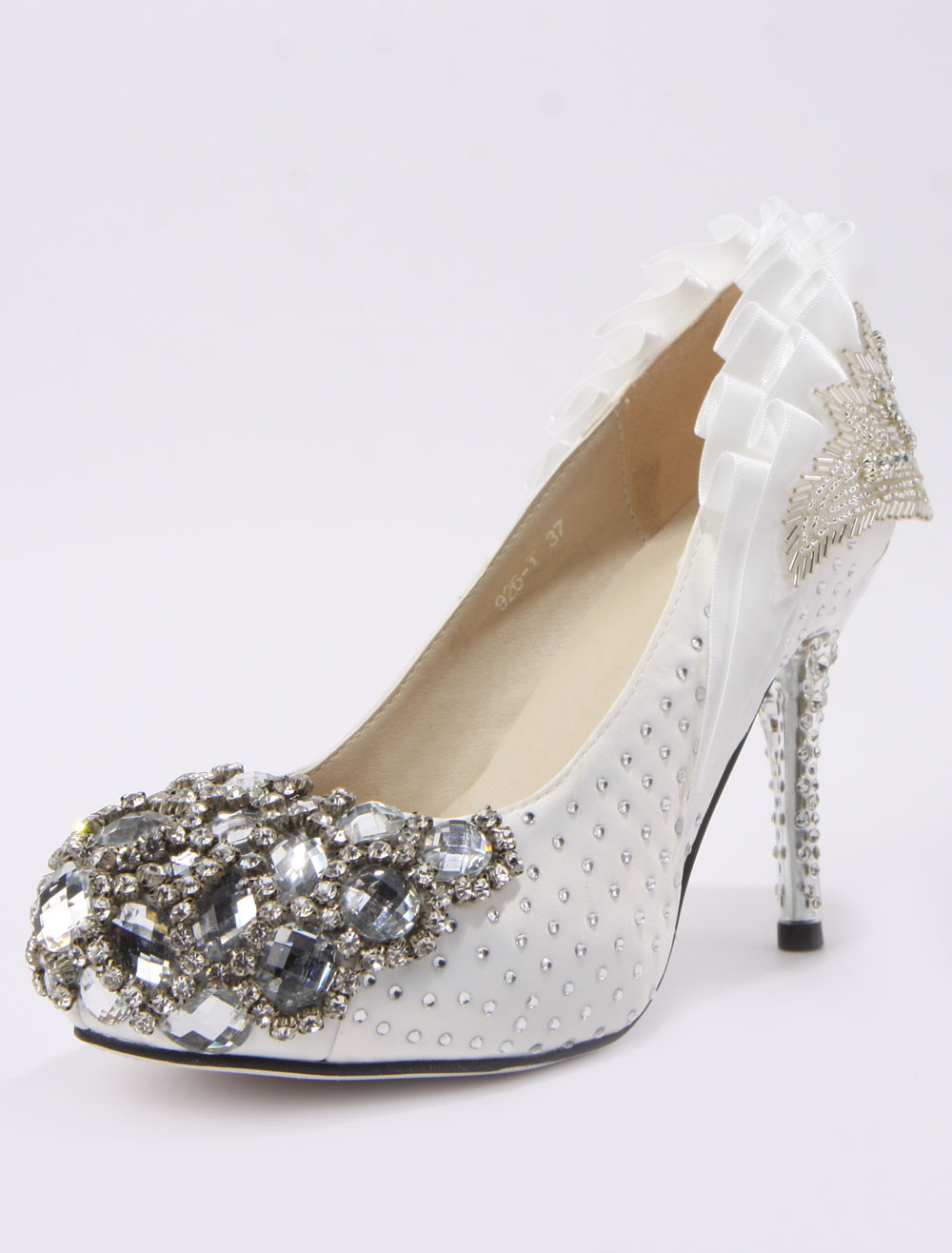 Retro Ruffles Beading Spike Heel Silk And Satin Cute Bridal Shoes Retro Ruffles Beading Spike Heel Silk And Satin Cute Bridal Shoes No 2