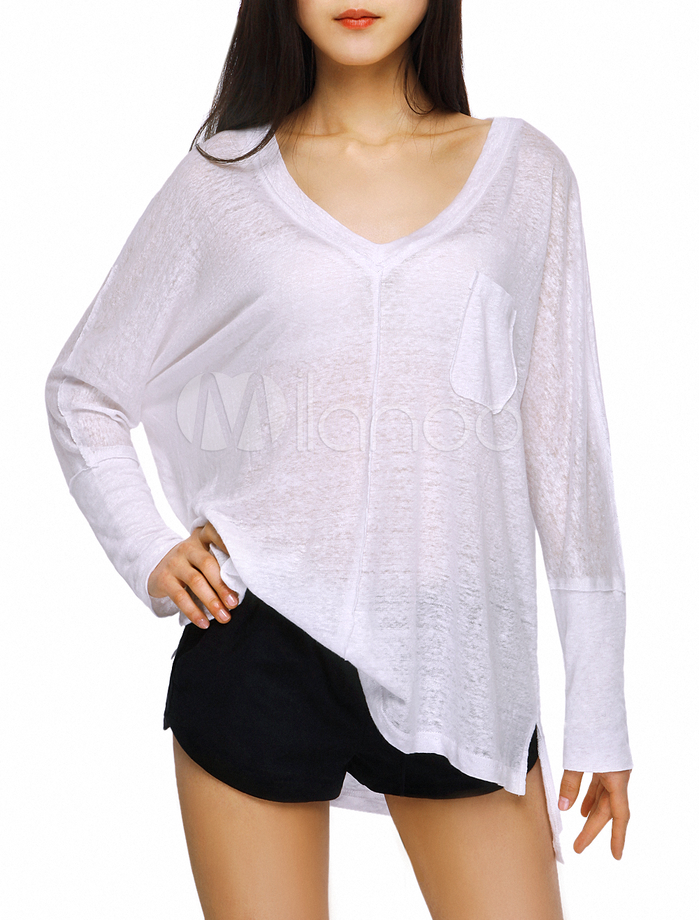 tee shirt lin femme manches longues