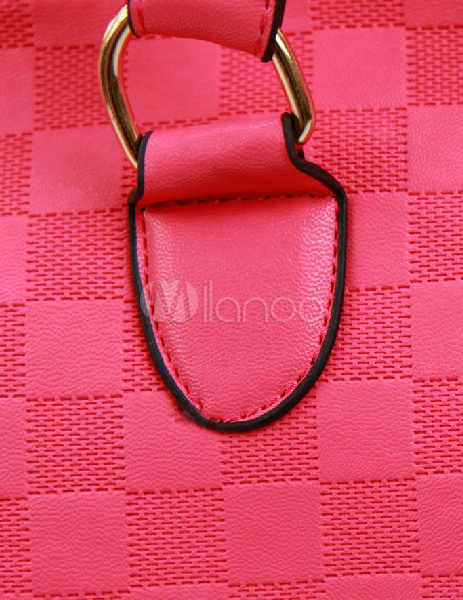 pink checkered bag