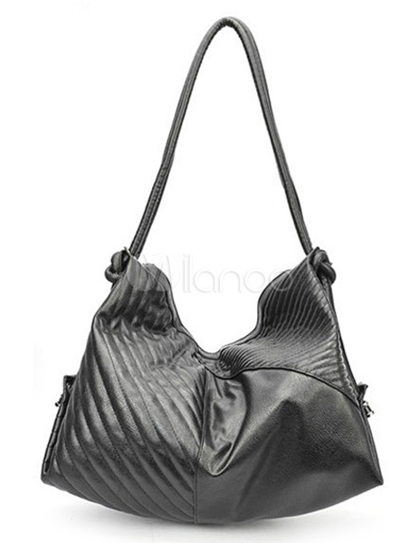 Trendy Black Quilted PU Leather Women's Shoulder Bag - Milanoo.com