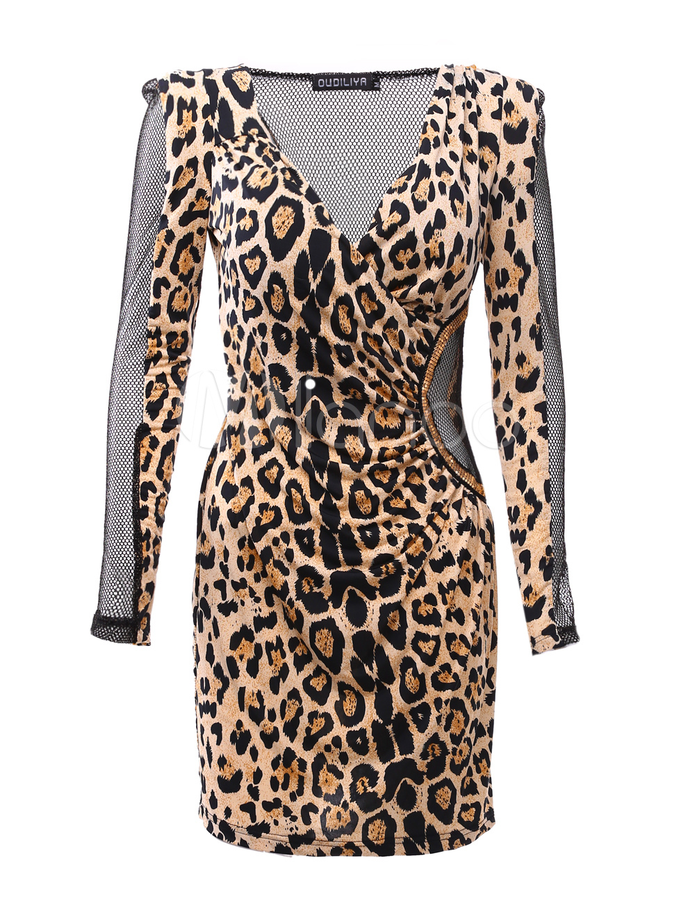Leopard Print Spandex Bodycon Dress For Women