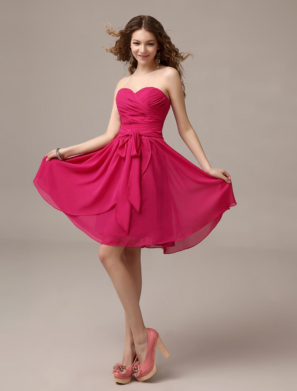 Pink chiffon store dress knee length