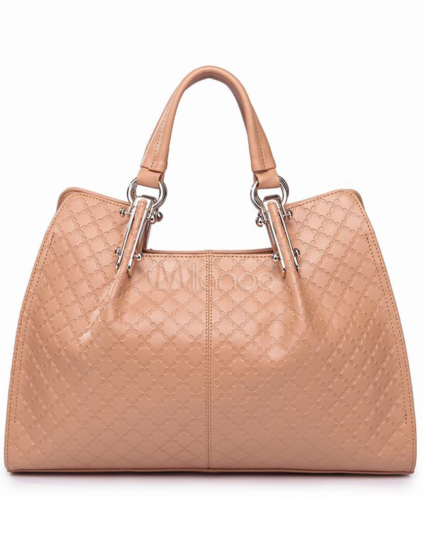 Casual Apricot Cowhide Tote Bag For Women