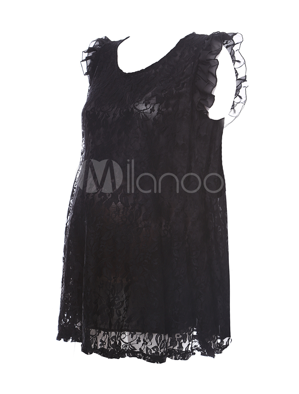 black lace maternity robe