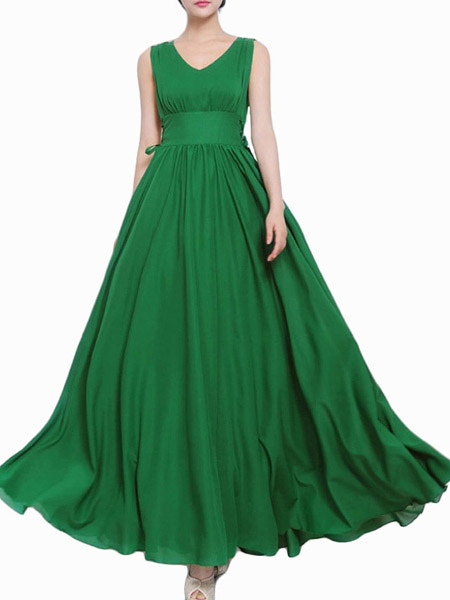 green chiffon maxi