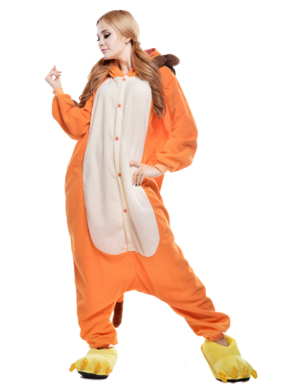 Kigurumi Pajamas Lion Onesie For Adult Fleece Flannel Yellow Animal ...