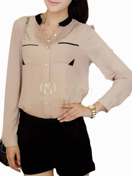 khaki chiffon blouse