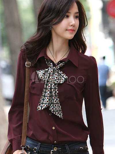 burgundy chiffon blouse