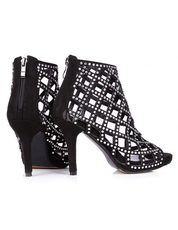 black heels with zipper in back