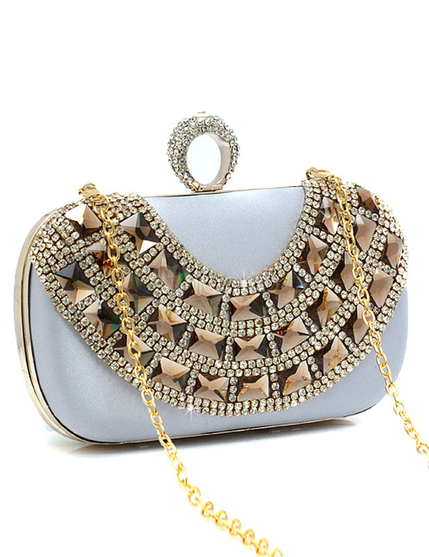 Rhinestone Glitter Satin Evening Bag