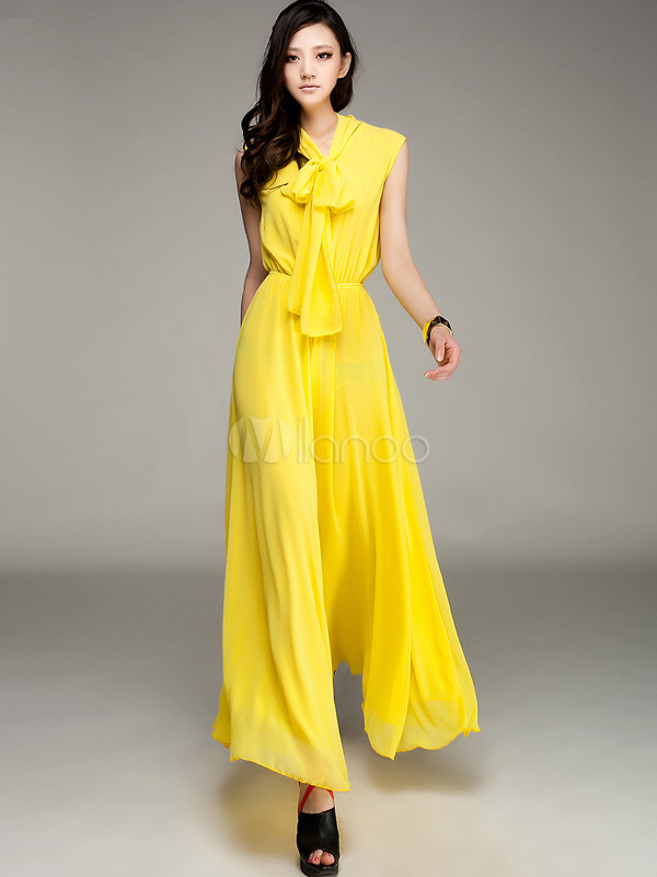 Solid Color Chiffon Women's Maxi Dress - Milanoo.com