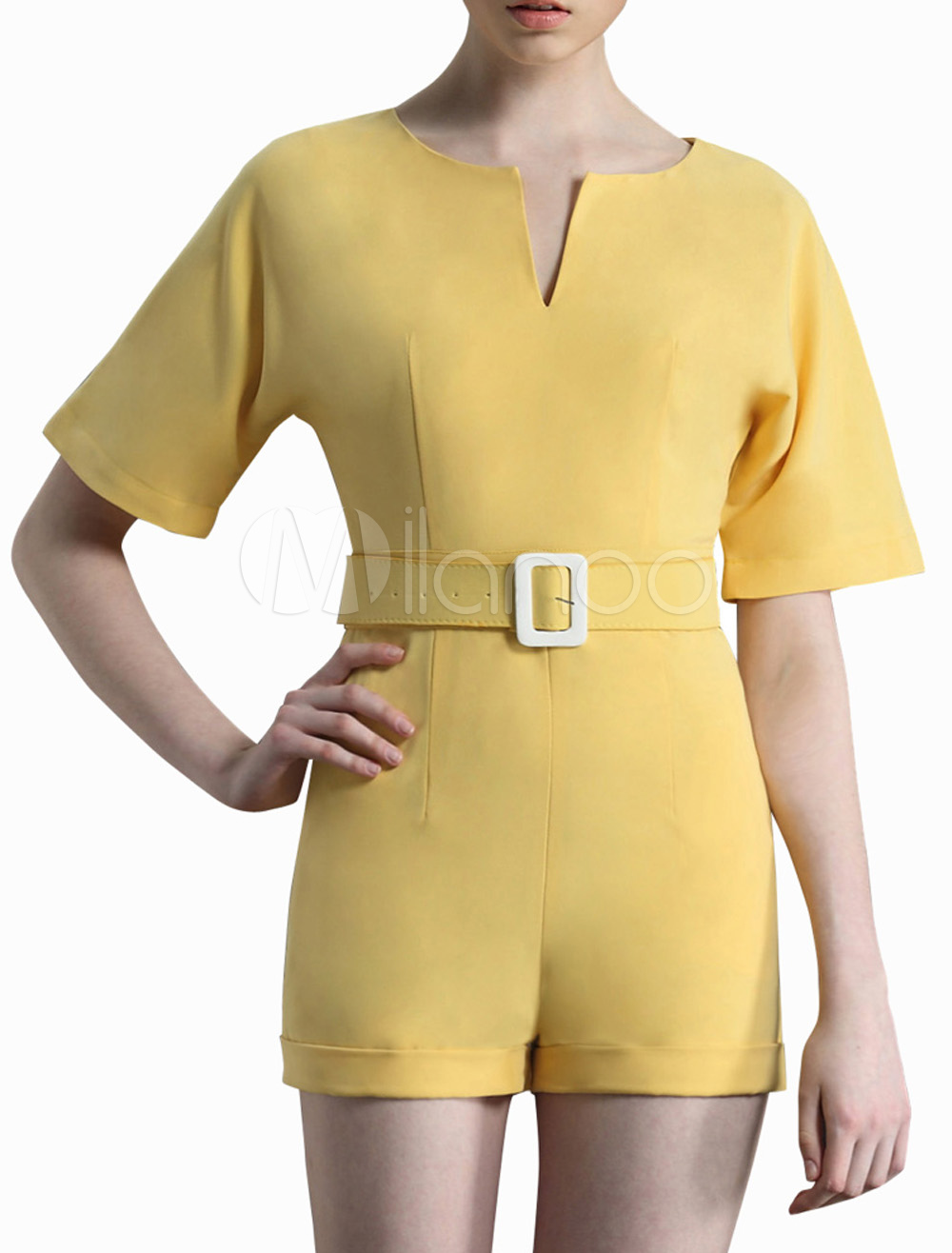 Yellow Polyester Charming Romper For Women